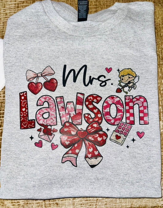 Personalized Teacher Valentine — Hearts & Cupid