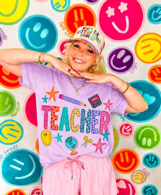 Teacher — Colorful Patchwork & School Supplies