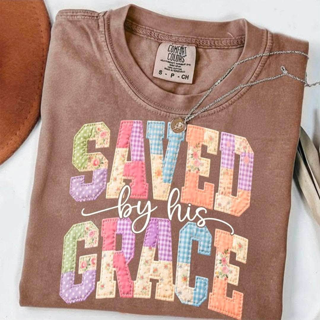 Saved by His Grace — Pastel Floral Patchwork