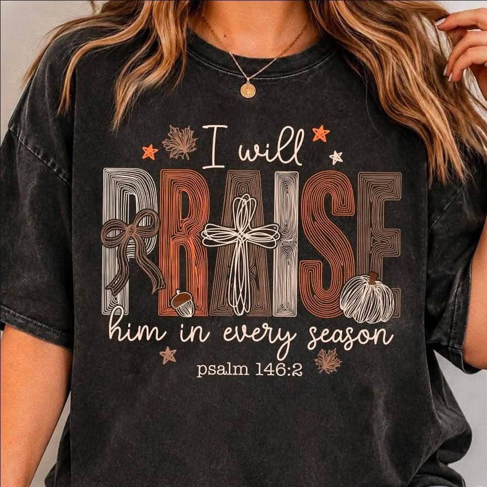 I Will Praise Him in Every Season — Autumn Line Art
