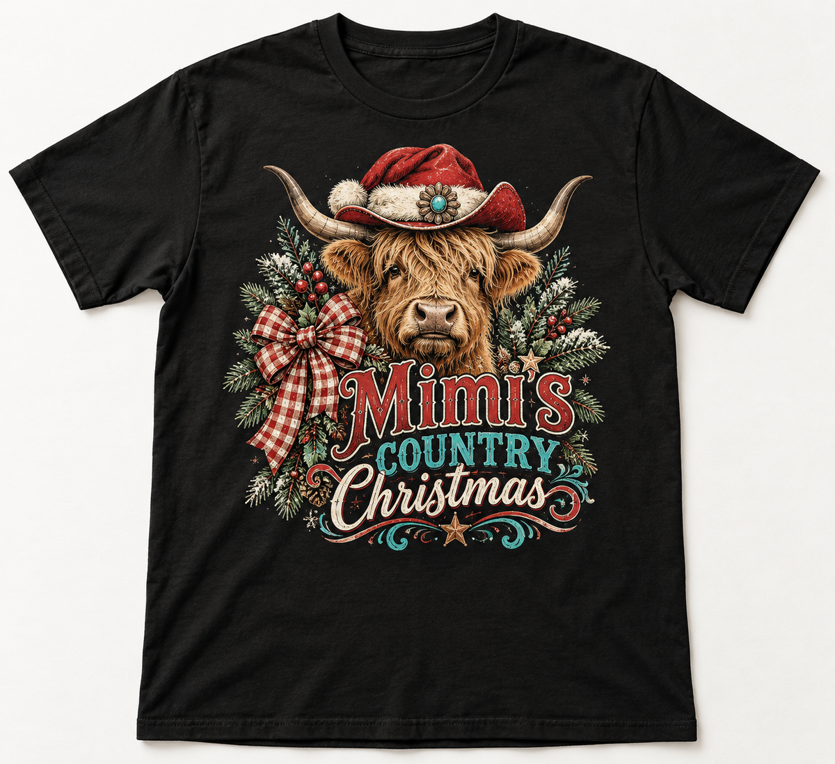 Mimi's Country Christmas Western Christmas tee mockup