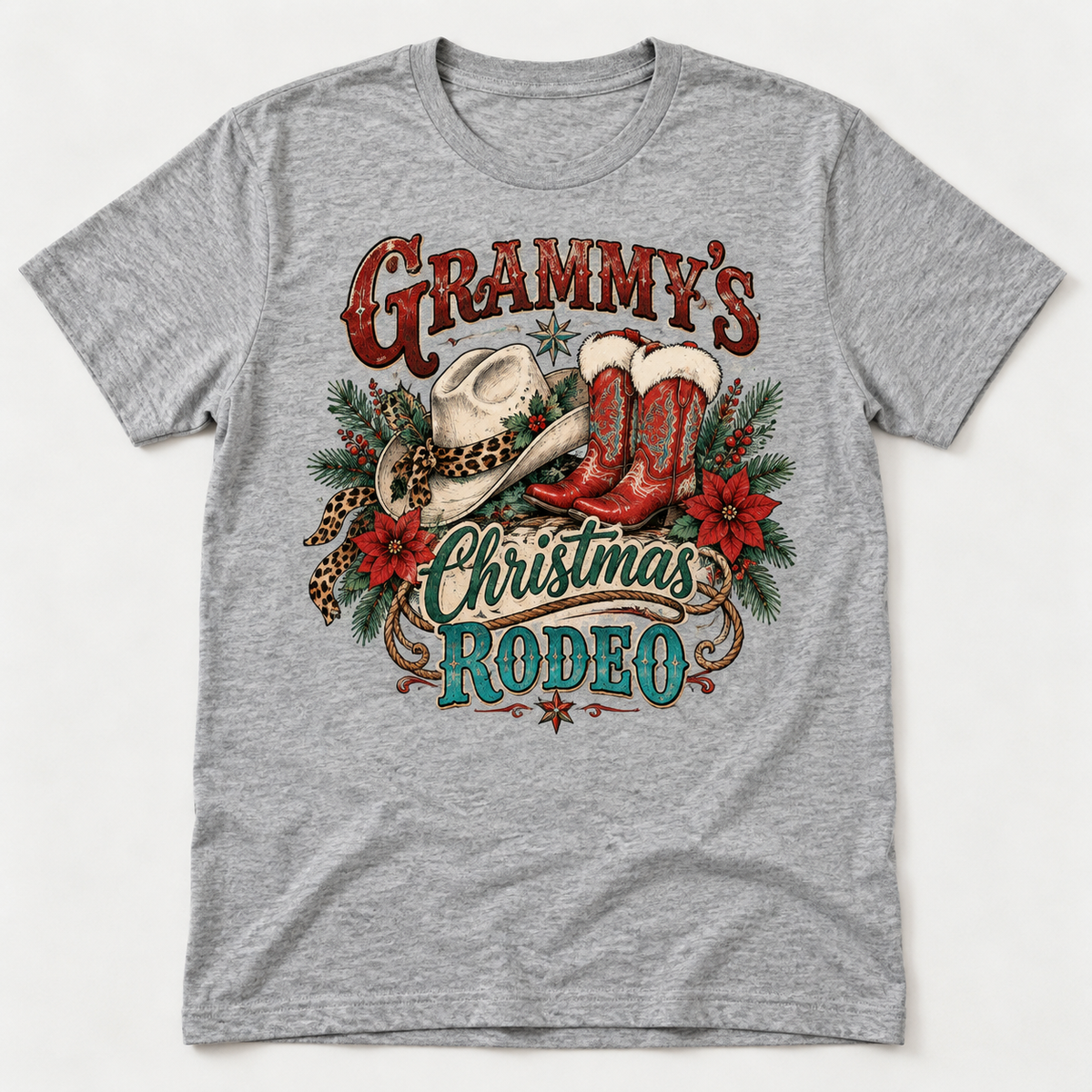 Grammy's Christmas Rodeo Western Christmas tee mockup