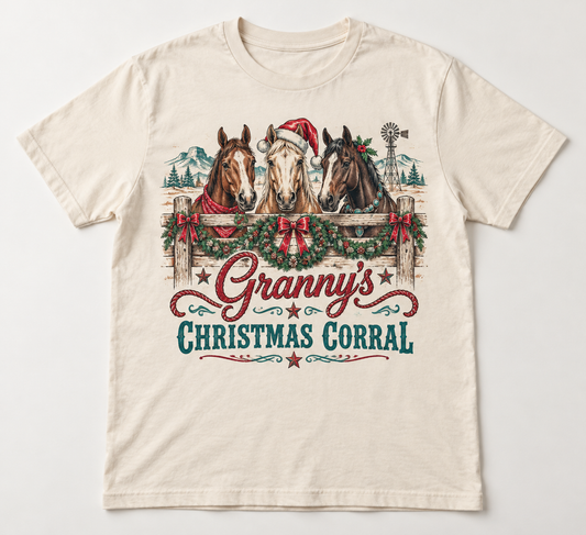 Granny's Christmas Corral Western Christmas tee mockup