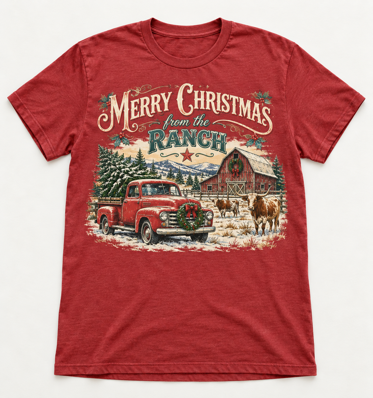 Merry Christmas from the Ranch Western Christmas tee mockup
