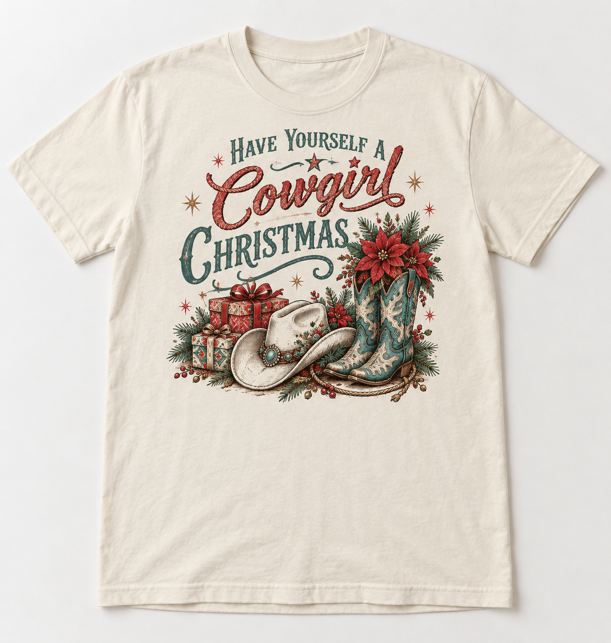 Have Yourself a Cowgirl Christmas Western Christmas tee mockup