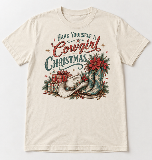 Have Yourself a Cowgirl Christmas Western Christmas tee mockup