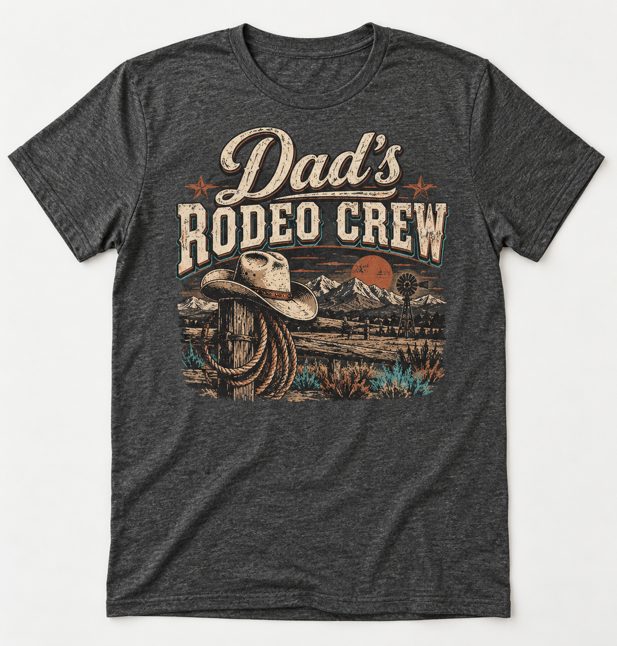 Dad's Rodeo Crew western tee mockup