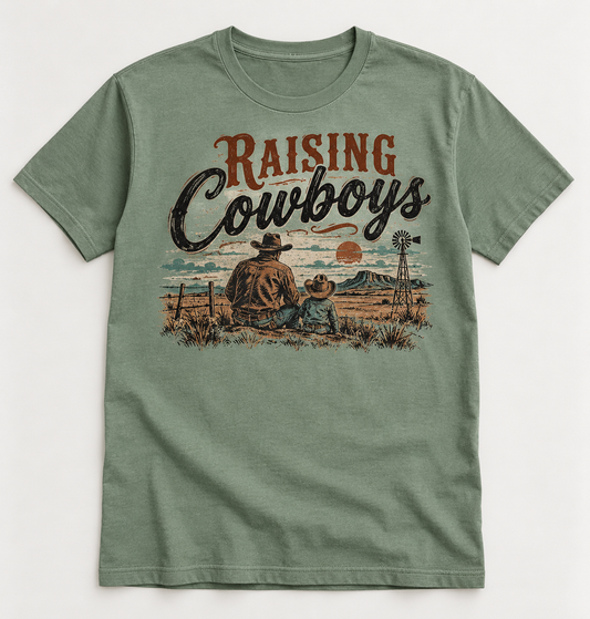 Raising Cowboys western tee mockup