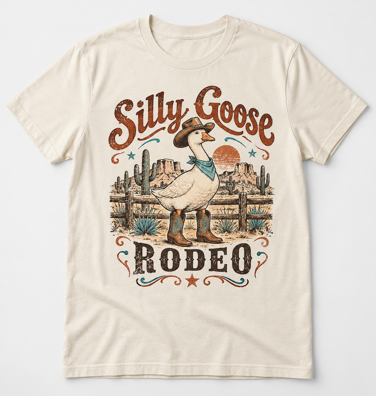 Silly Goose Rodeo western tee mockup