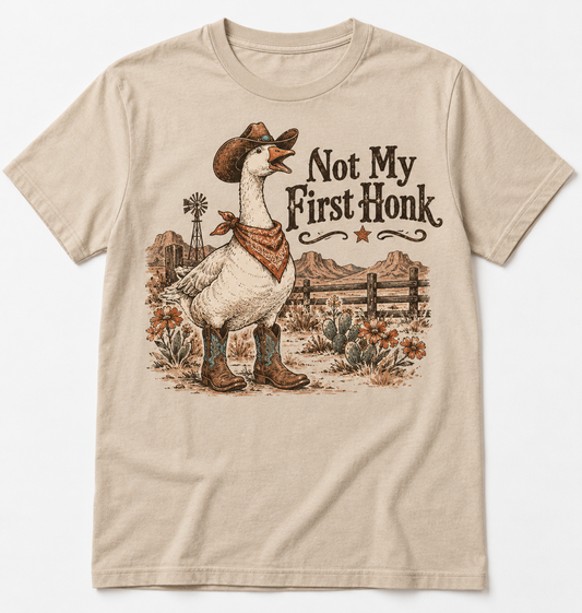 Not My First Honk western tee mockup