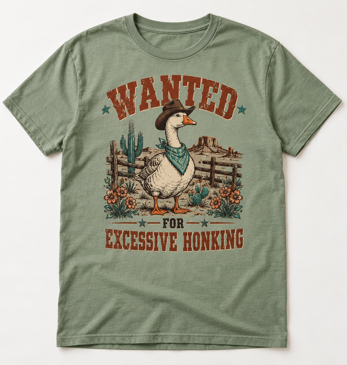 Wanted for Excessive Honking western tee mockup