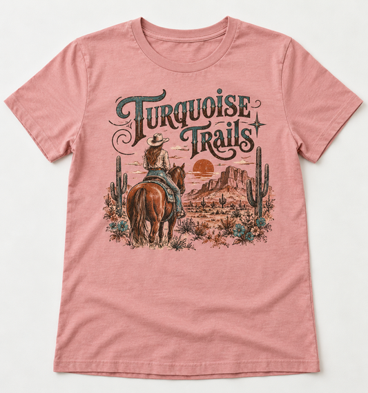 Turquoise Trails western tee mockup