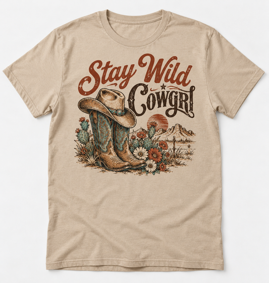 Stay Wild Cowgirl western tee mockup