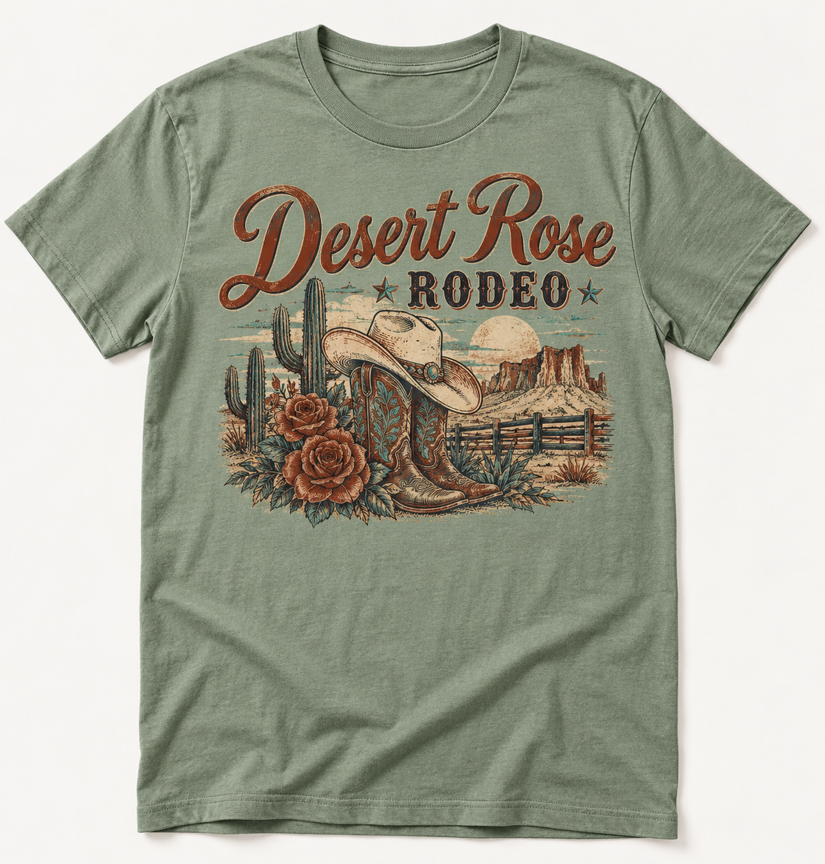 Desert Rose Rodeo western tee mockup