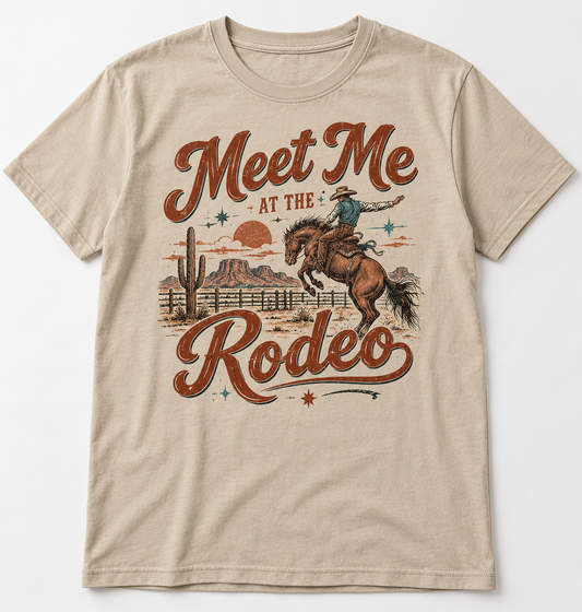 Meet Me at the Rodeo western tee mockup