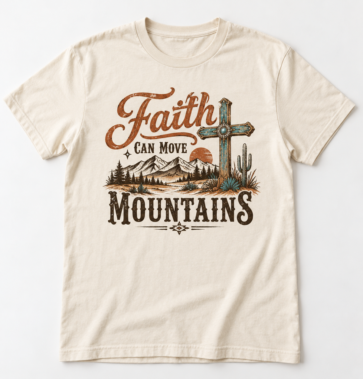 Faith Can Move Mountains western tee mockup
