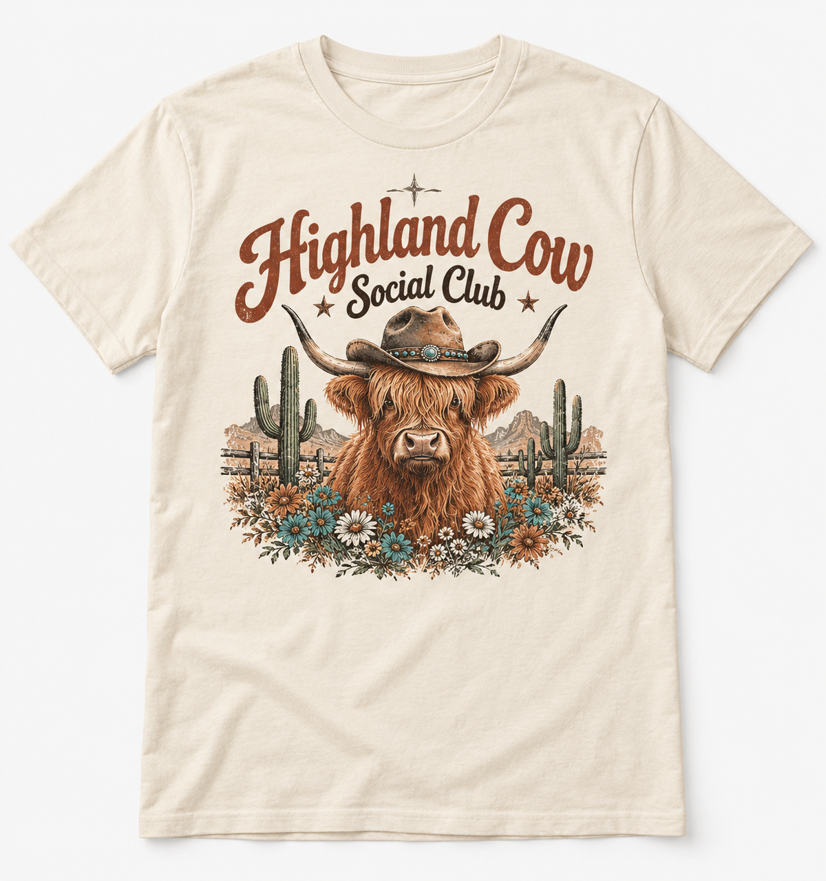 Highland Cow Social Club western tee mockup