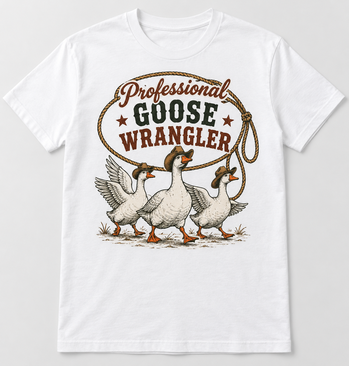 Professional Goose Wrangler tee mockup