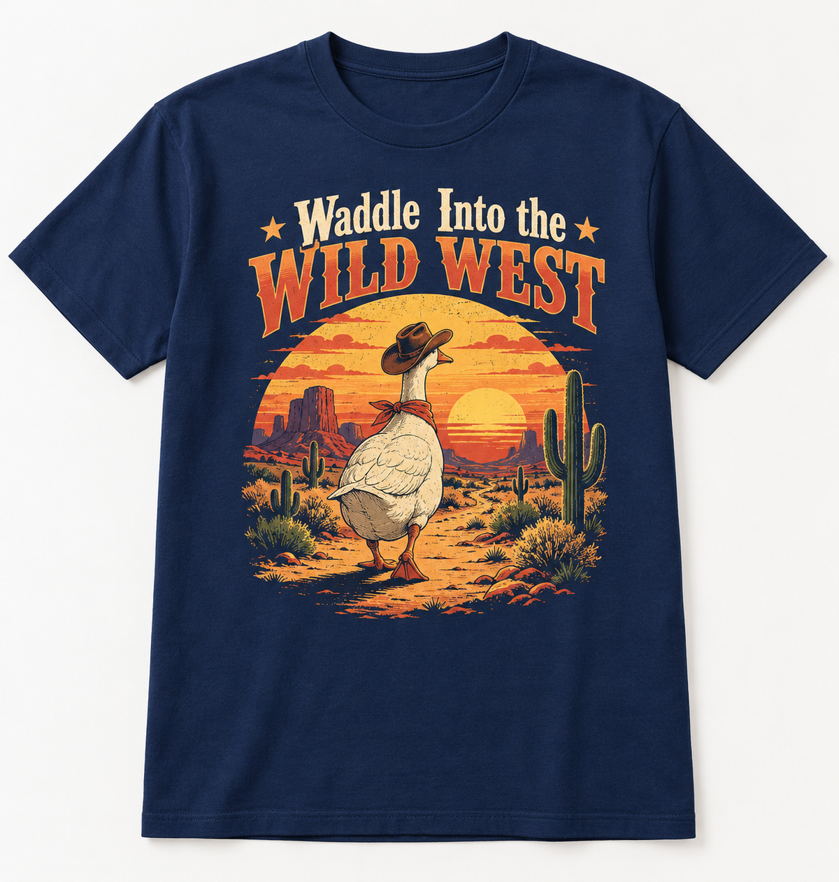 Waddle Into the Wild West tee mockup