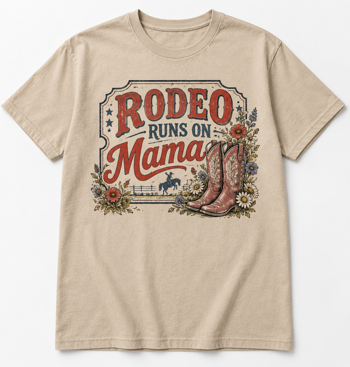 Rodeo Runs on Mama tee mockup