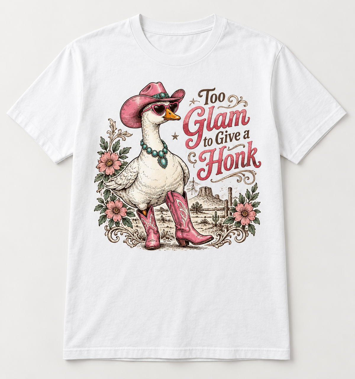 Too Glam to Give a Honk tee mockup