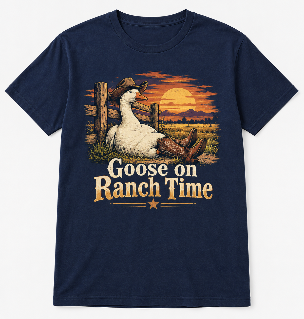 Goose on Ranch Time tee mockup