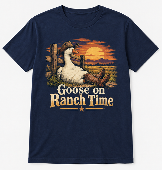 Goose on Ranch Time tee mockup