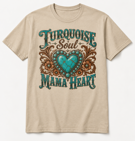 Turquoise Soul Mama Heart tee mockup