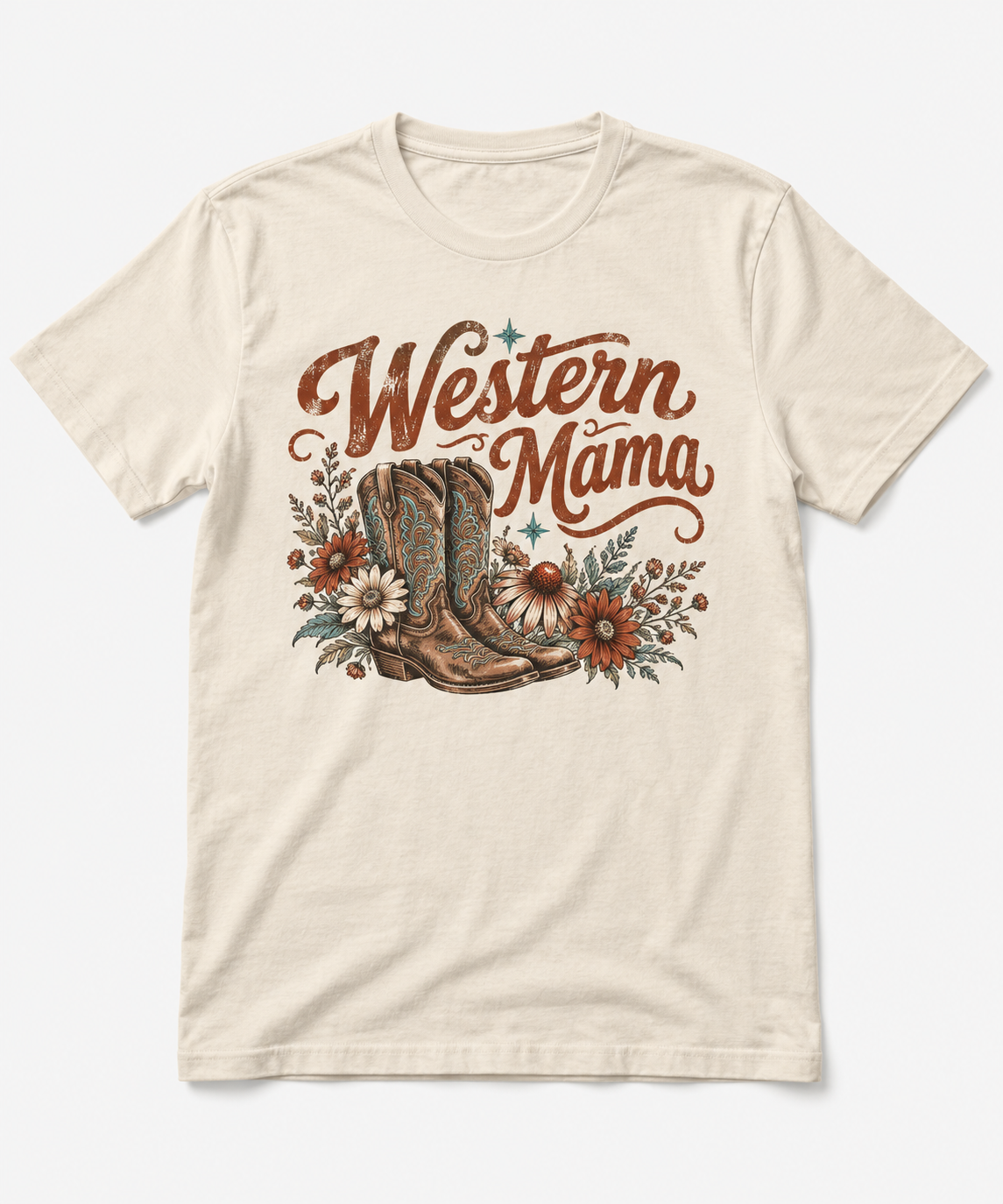 Western Mama vintage boots tee mockup