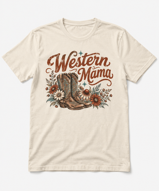 Western Mama vintage boots tee mockup